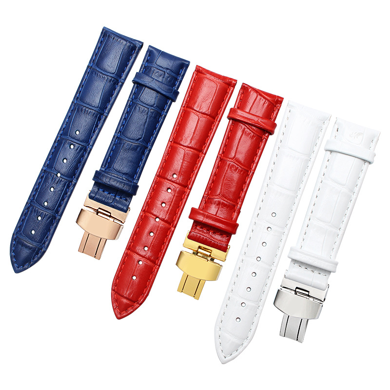 Double-sided leather watch strap
