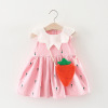 Summer cartoon bag, sleevless dress, children's clothing, cotton and linen