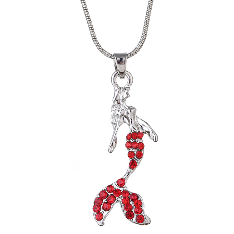European American Short Mermaid Clavicle Necklace Multi-color Diamond Jewelry for Women detail image 7