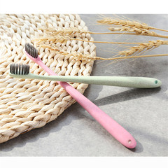 Travel Portable Toothbrush Wheat Straw Fine Fiber Bristles Adult Toothbrush with Cover Creative Bamboo Charcoal Small Head Ultra Soft Toothbrush