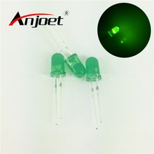 5MM绿发翠绿 直插LED发光二极管圆头短脚 F5翠绿色灯珠绿灯绿光