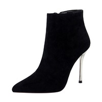 8663-1 the European and American wind winter fashion contracted with ultra fine with suede pointed sexy nightclub show thin female short boots