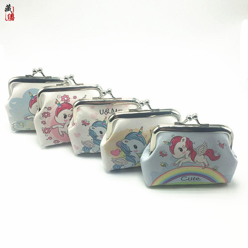 Bestselling Zero Wallet with Unicorn Print Mouth Gold Wallet for Women, Short Length Zero Wallet