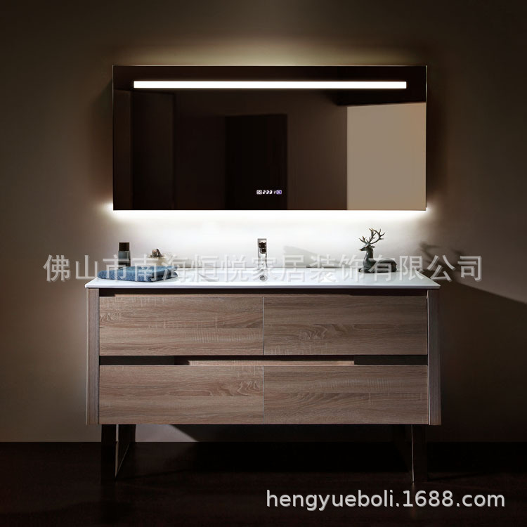 帶時間鏡子 智能浴室鏡防霧高清 酒店衛生間洗漱鏡發光挂牆衛浴鏡