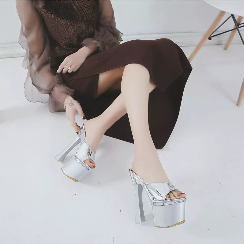 Европейская и американская летняя новая женская обувь, 2019 модные туфли на массивном каблуке и высоком каблуке, сценическое шоу, сандалии на суперкаблуке 18 см