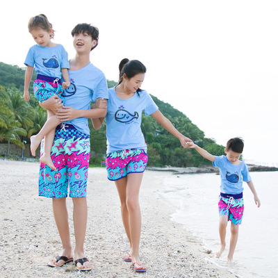 速干情侣亲子宽松沙滩裤男海边一家旅游裤衩温泉度冲浪假平角短裤