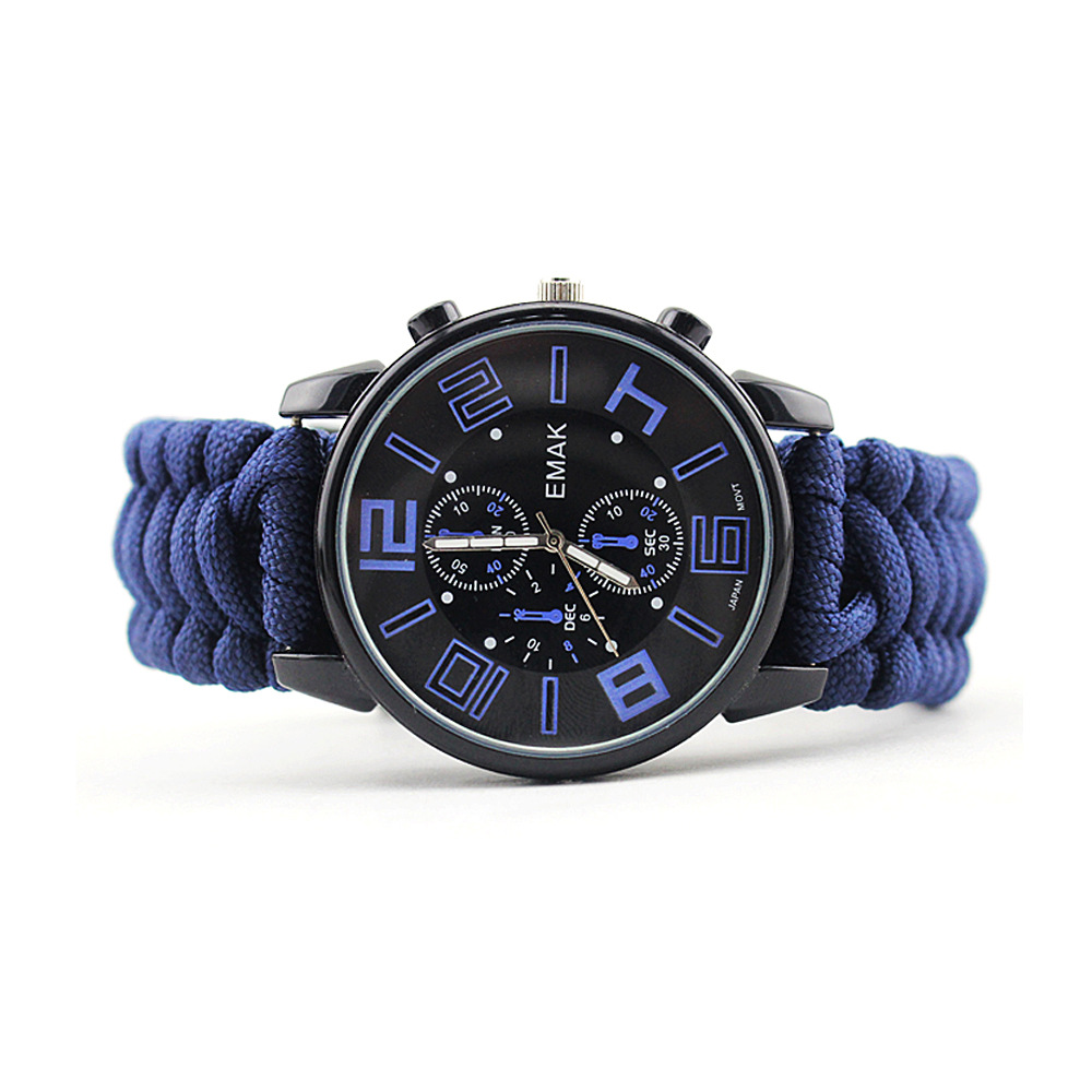 outdoors Quartz watch Noctilucent waterproof man business affairs Parachute rope weave Survival watch Student Table