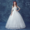 Lace flower one-shoulder wedding dress Qi Pengfei wedding dress