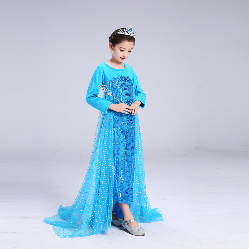 Christmas Ice Snow Enchanted Princess Skirt with No Pouring Sequins Thickening Down for Autumn and Winter Girls'_voghion.com