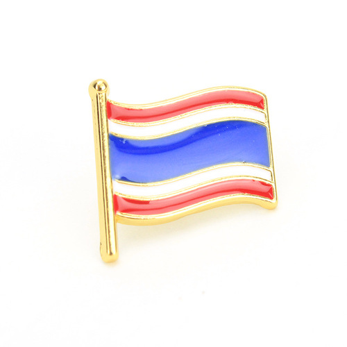 Thailand flag badge, travel metal souvenir, national landmark building pattern effect refrigerator magnet