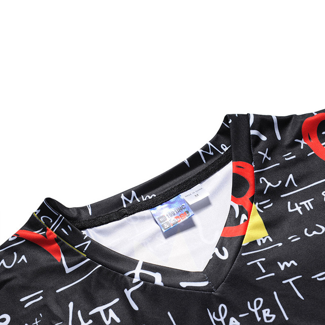 New Mathematical Formula 3D Printed V-collar Short Sleeve T-shirt 