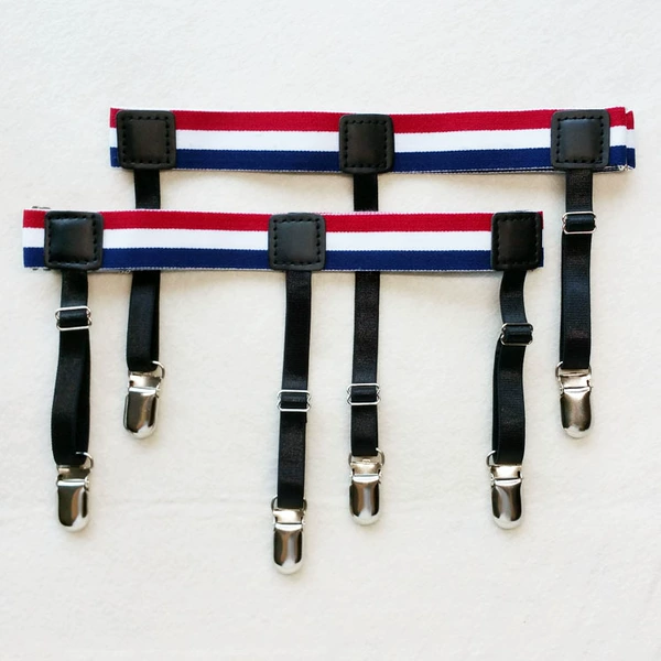 [Triple head duckbill buckle-red, white and blue stripes one pair]