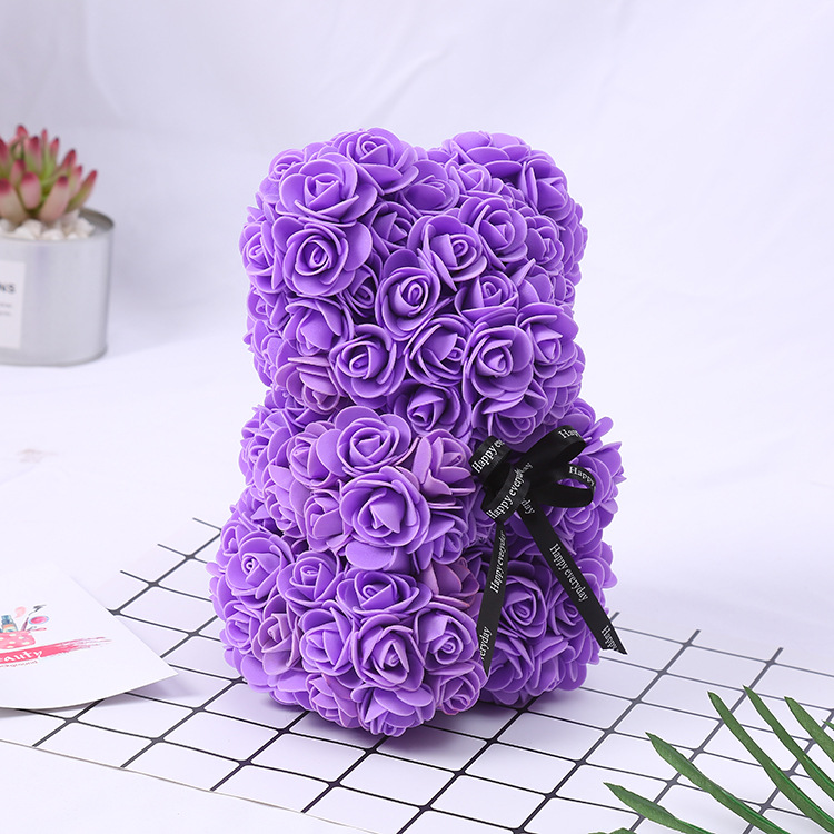 Valentine's Day Gift Creative 25cm Rose Flower Bear Gift Box Pe Flower Romantic Foam Bear Bebear display picture 6