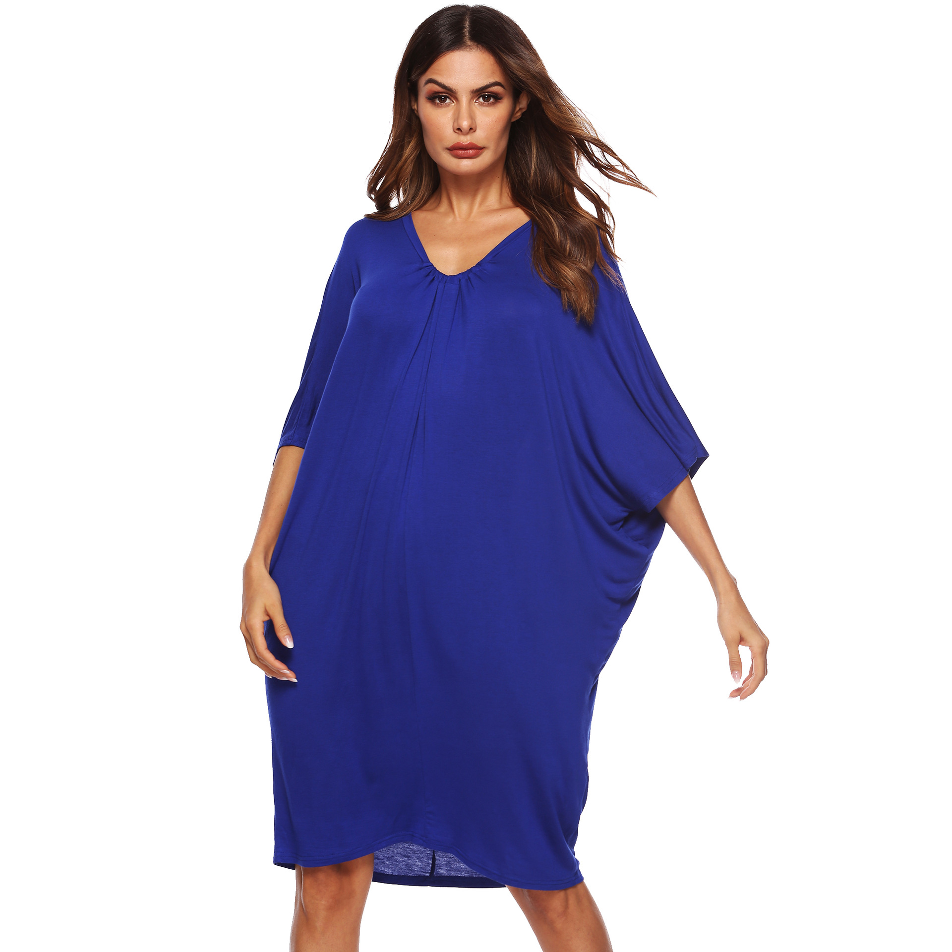 Loose Casual Batwing Sleeve Deep V Dress for Women Spring Summer Collection Comfortable Fit Wholesale Available