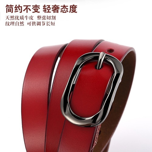 New style women's cowhide belt pin buckle genuine leather belt casual fashion fine trouser belt manufacturer wholesale dropshipping