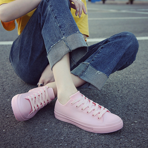 New Style Small White Shoes for Women, Low-Top Rain Boots, Casual Daily Wear, Korean Style Rain Boots, Flat Soles, Adult Rain Boots, Korean Fashion Trend