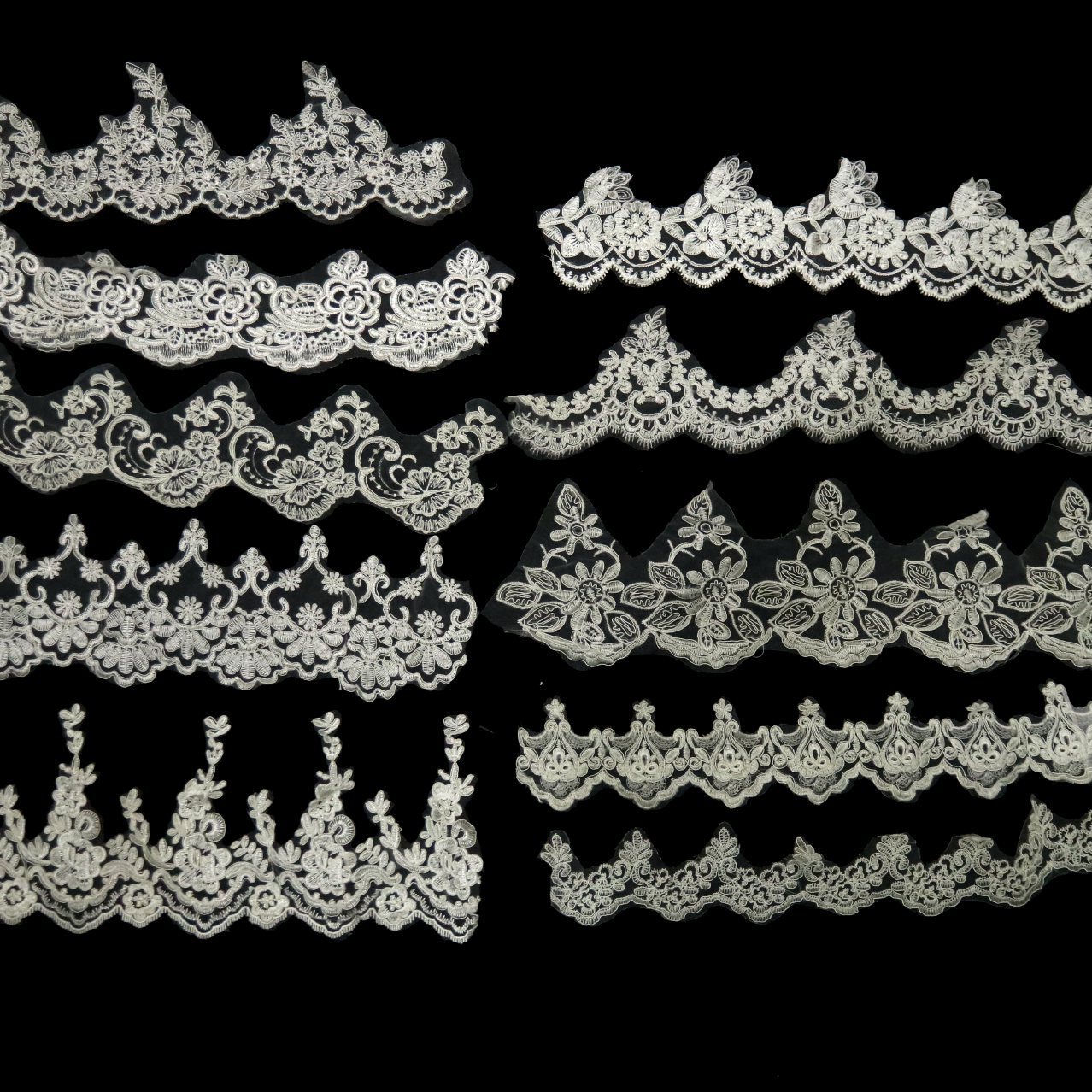现货促销多款黑白车骨绳花边 头纱蕾丝刺绣花边 婚纱礼服装辅料