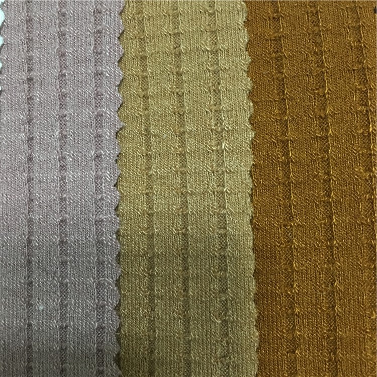 厂家供应针织涤氨7*3竹节坑条罗纹针织不规则罗纹女装面料