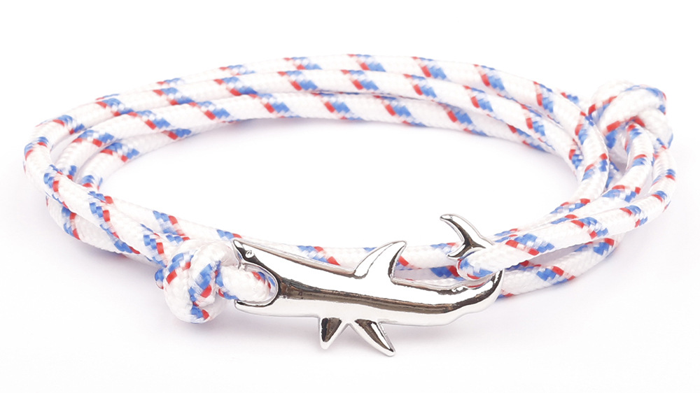 12g Weight Bracelets Classification Alloy, rope Chain Material 1 Piece Quantity Holiday, Daily, Street Occasion Alloy, rope Material Shark Pattern Men's Gender Layered Design Casual, Simple Style Style Casual Simple Style Shark Alloy Rope Layered Men's Bracelets Men's Chain Bracelets 19