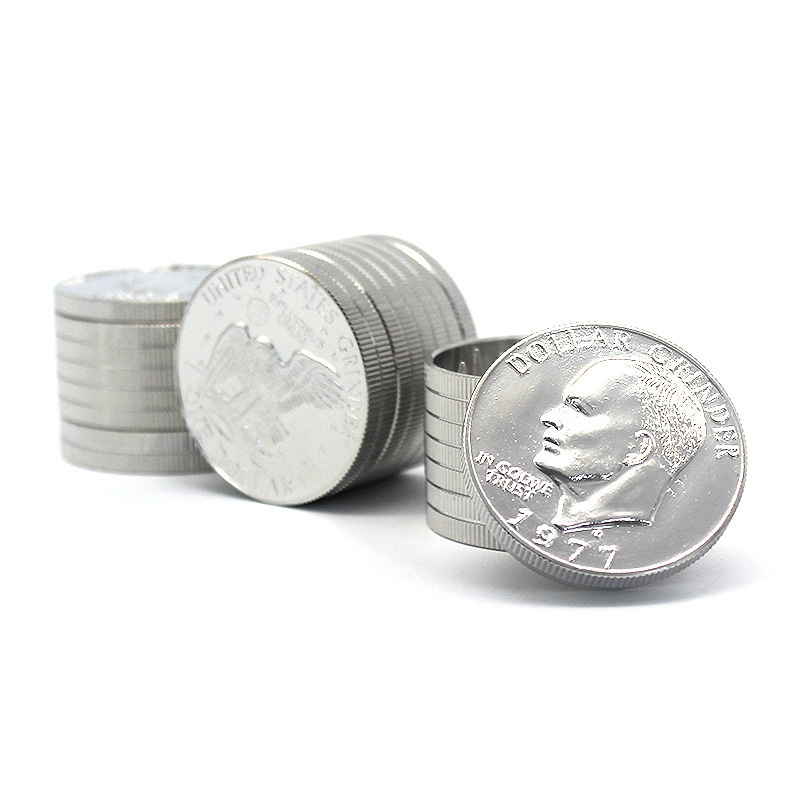 Factory Direct Sales Dollar Metal Smoke Grinder 40mm Three-Layer Sharp Tooth Zinc Alloy Grinder Herb Grinder