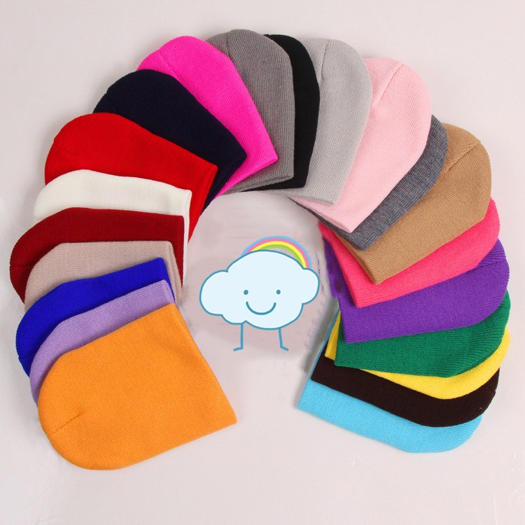 Solid color baby beanie hat children's h...