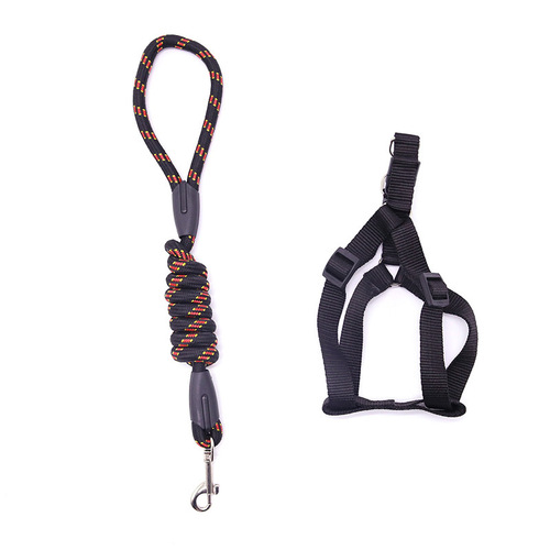 Factory direct sales dog leash, fine-grained round rope, adjustable dog leash, chest and back, pet supplies wholesale