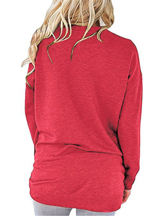 Solid Color Long-Sleeved T-Shirt With Pockets NSYHY105731