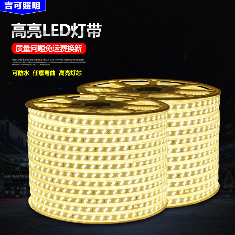 led5730双排户外防水灯带220V2835斜三排照明5050七彩幻彩跑马RGB|ms