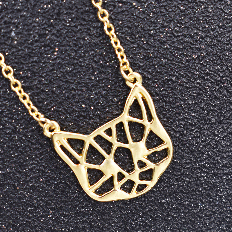 Hollow cat pendant necklace plating gold silver animal kitten necklace clavicle chain wholesale