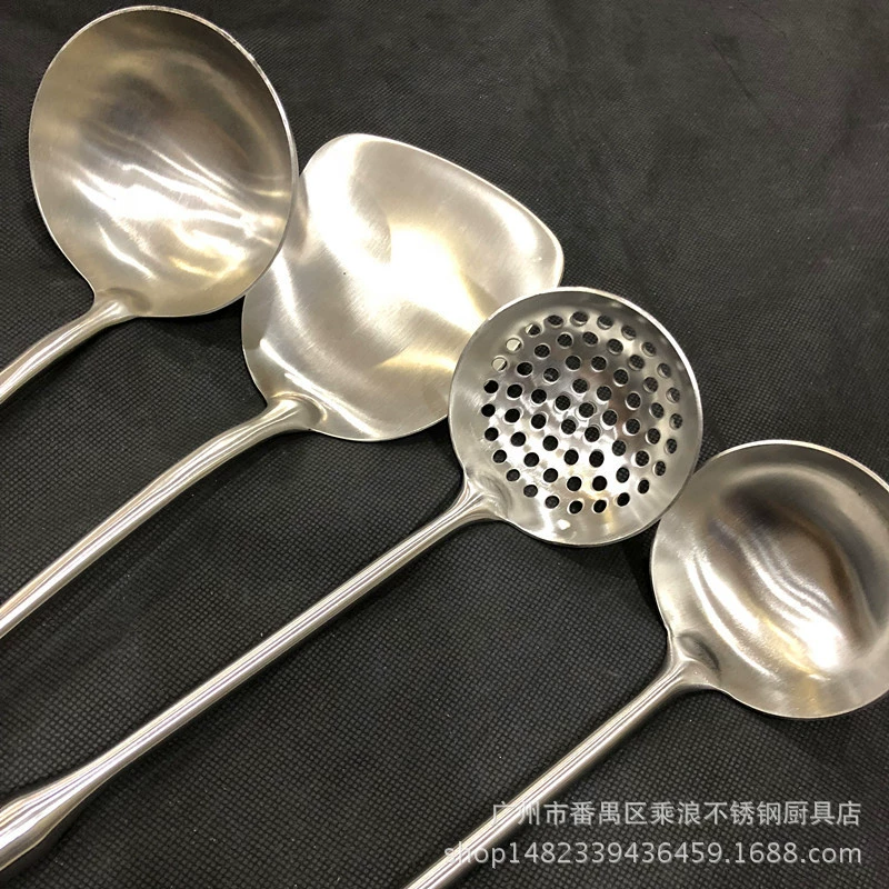 201 non -magnetic stainless steel round handle gourd -shaped hot pot small soup spoon soup shell kitchenware chef cooking spoon spoon