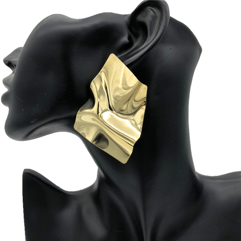 Steel needle Ear Needle Material 1 Pair Casual Simple Style Geometric Pleated Alloy Ear Studs