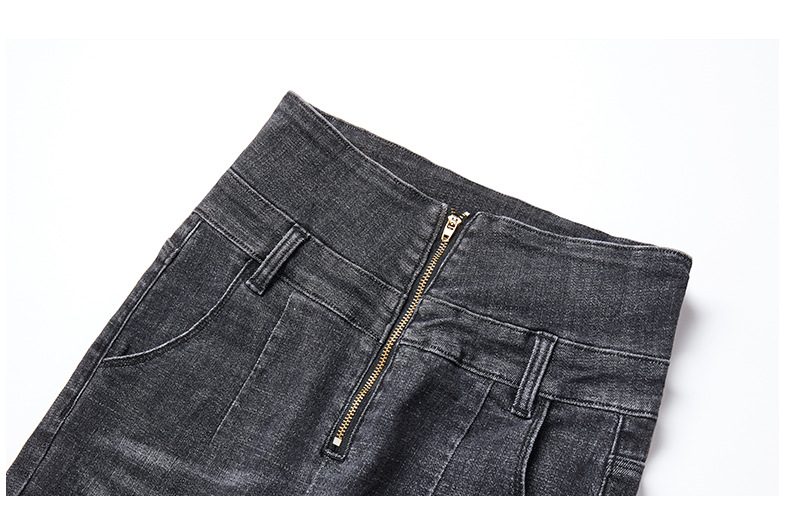 autumn high-waisted slim zipper jeans NSDT12517