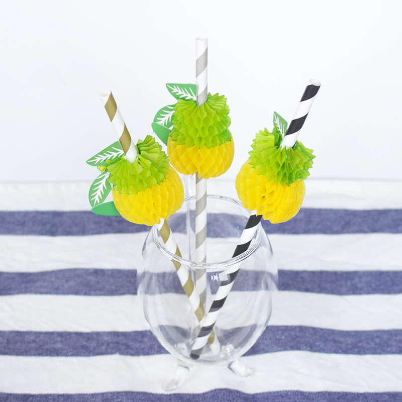 蜂窝菠萝造型纸吸管派对