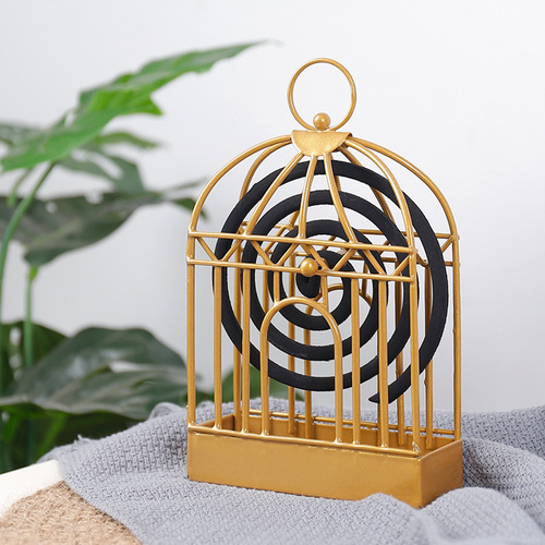 Manufacturer wholesale European birdcage mosquito coil rack with handle mosquito coil box tray home living room bedroom decoration metal ornaments