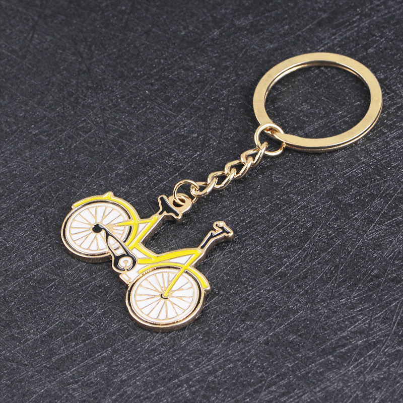 Fashion Simple New Keychain  Personality Cartoon Creative Bicycle Small Yellow Car Alloy Drop Oil Keychain Nihaojewelry Wholesale display picture 5