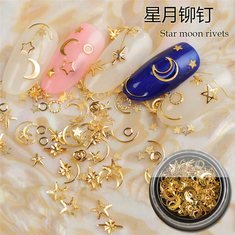Nail jewelry Xingyue rivet Japanese hollow alloy starfish round rivet metal nail patch