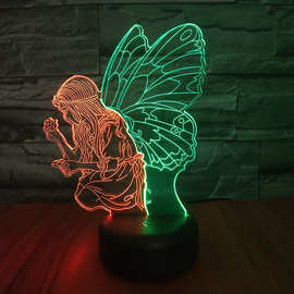 天使姐姐新款LED3D小夜灯创意七彩触控视觉礼品气氛台灯