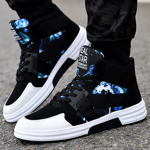  spring fashion camouflage high-top lace-up sneakers men's shoes men's trendy casual shoes student hip-hop sneakers for men