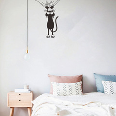FX2007 New Wall Decal Cartoon Climbing Cat Slapstick Black Cat Creative Personality Home Decor Wall Sticker