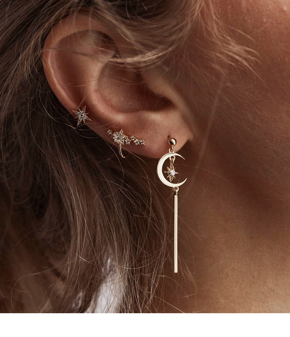 Fashion Moon Star Simple Tassel Alloy Drop Earrings display picture 1