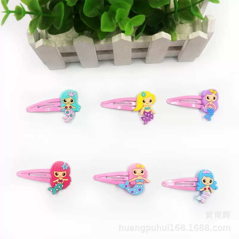跨境欧美新款bb夹儿童发夹美人鱼pvc发饰地摊小商品女童发卡批发