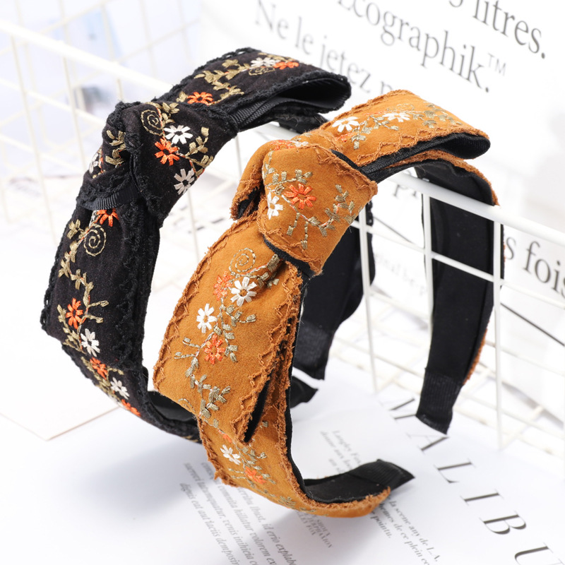 Ethnic Embroidery Lace  Floral Bowknot Fabric Hairband display picture 8