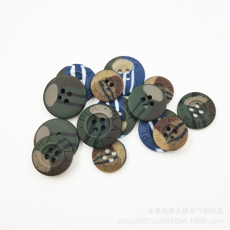 Spot resin stick flower laser letter camouflage button camouflage clothing desert yellow blue flower labor protection clothing button