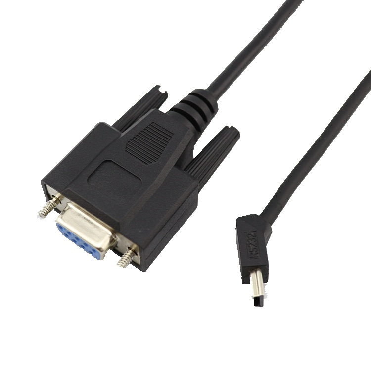 DB9Pin RS232 串口线公母转USB MINI5PIN 45度135度弯工控编程线
