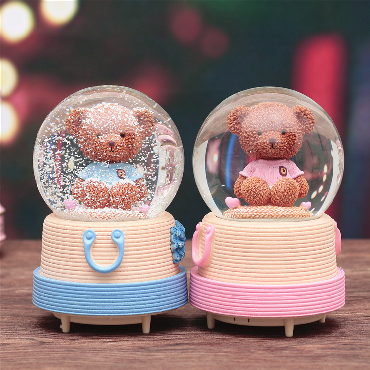 crystal ball Music box rotate Snowflake Music box Sweater Bear lovers originality The music box children student gift