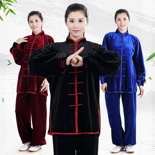 tai chi clothing kung fu uniforms Double layer tai chi clothing gold fleece men tai ji quan training pants for women