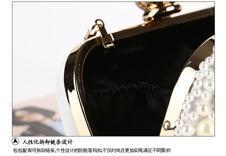 Pearl Dinner Bag Fashion Trendy New Evening Bag Handmade Bead Embroidery Clutch display picture 10