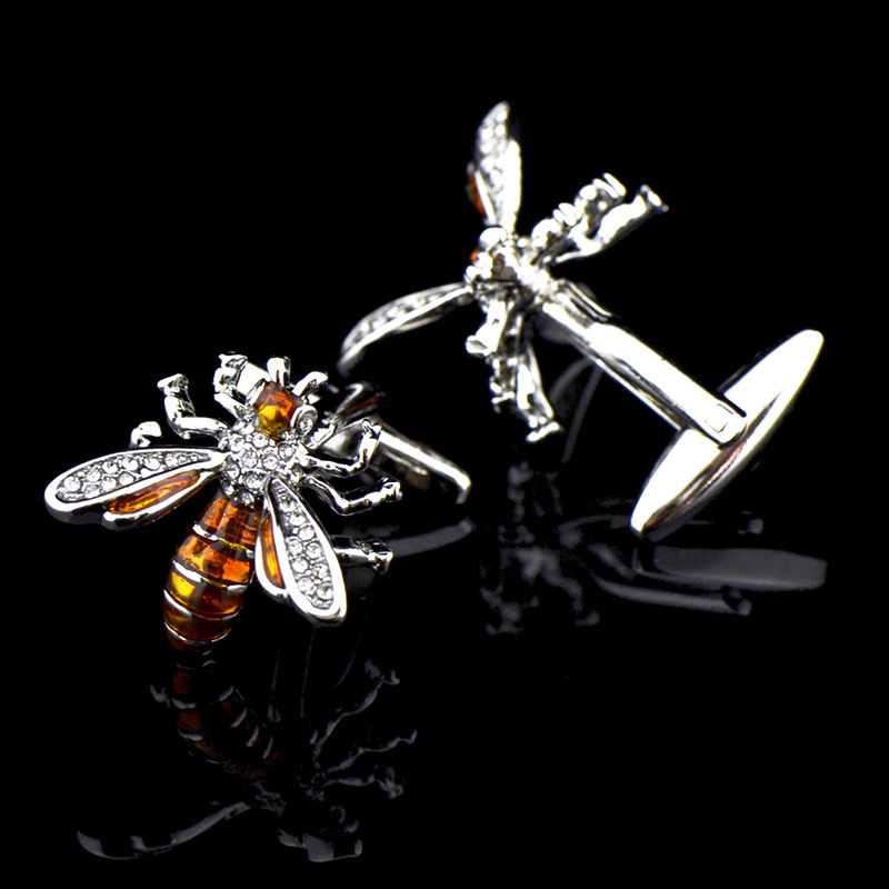 InBev yellow honeybee Cufflinks crystal Diamond Sleeve nail animal modelling French 903cufflink/155481