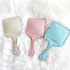 Street stall hot-selling supply retro pattern square mirror round mirror portable makeup mirror high-definition handle mirror hand-held