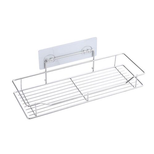 No Hole Bathroom Shelf Toilet Storage Stainless Steel Wash Hanging Basket Wall Mounted Kitchen Supplies 